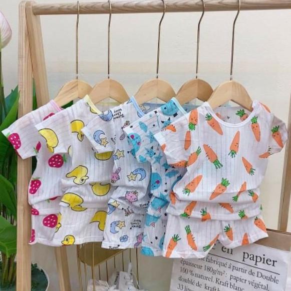 BỘ COTTON GIẤY CỘC TAY CÀI VAI CHO BÉ 5-15 KG, GIAO MẪU NGẪU NHIÊN