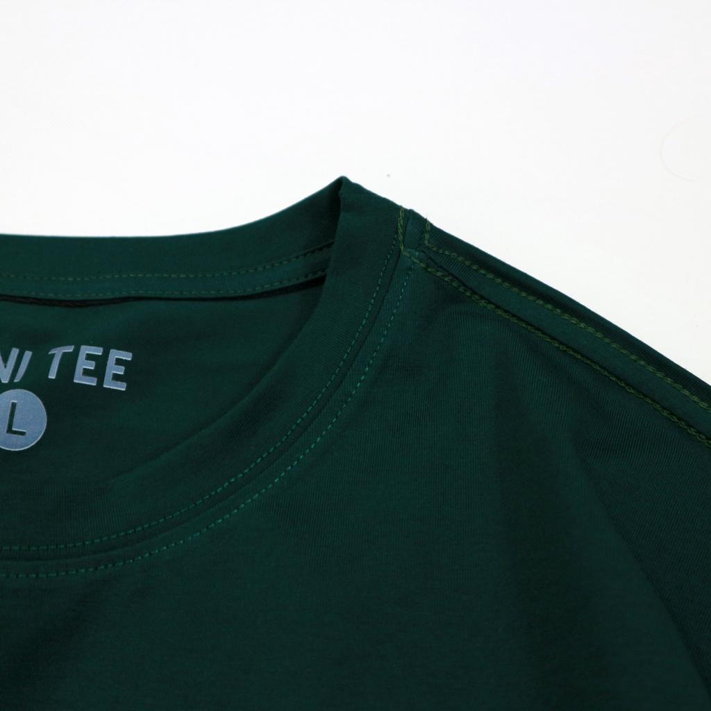 Áo Thun Xanh Rêu 100% Cotton Phối In Đường Thẳng YELLOW Cá Tính Unisex Form Rộng