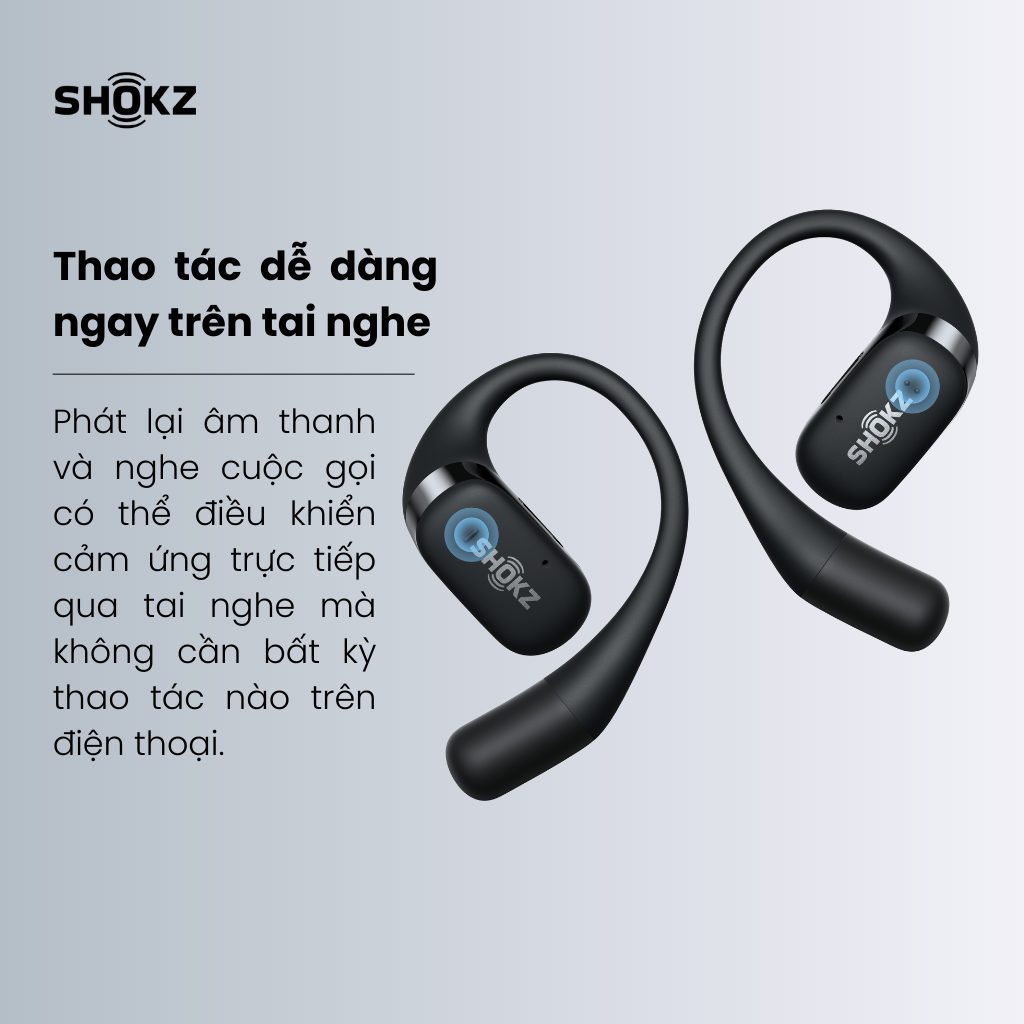 Tai nghe không nhét tai Bluetooth True Wireless Earbuds Shokz OpenFit - Màu đen - Thế Hệ Mới Nhất - Hàng Chính Hãng