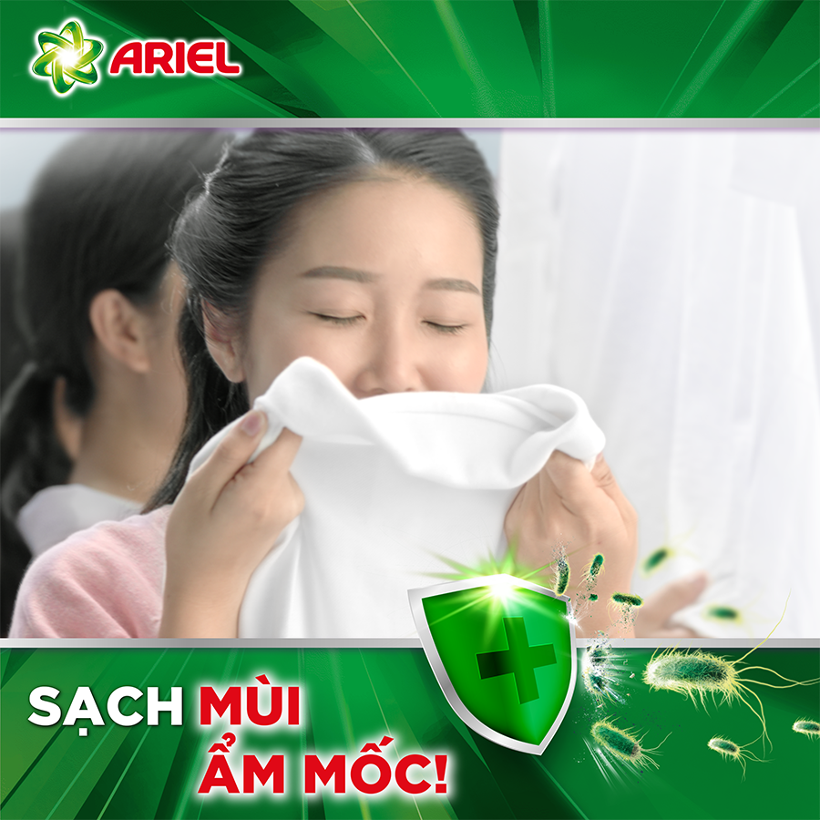 Nước giặt Ariel chuyên gia cửa trên Sạch sâu hương nắng mai