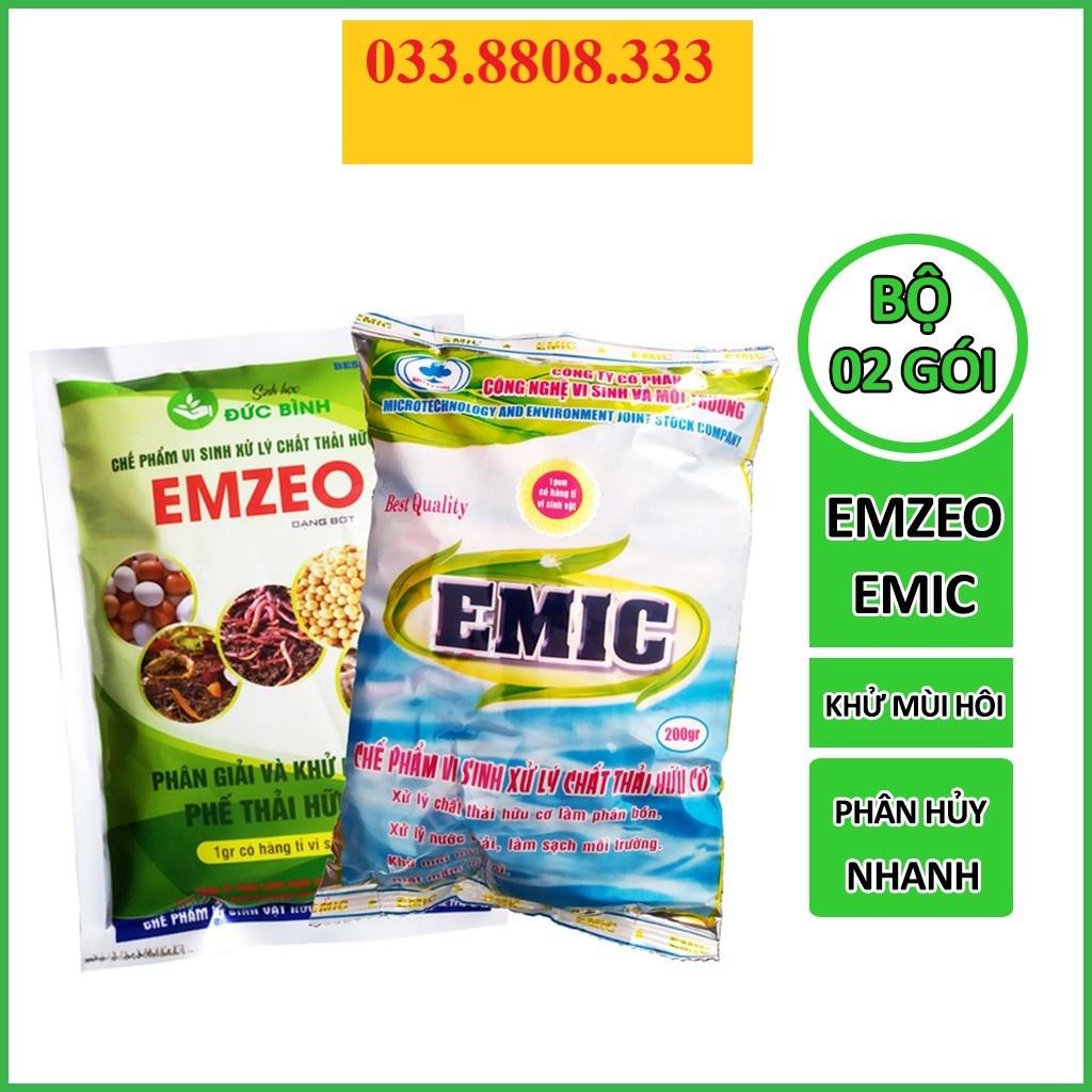 BỘ 2 GÓI Ủ PHÂN EMIC - EMZEO GIÚP KHỬ MÙI VÀ Ủ PHÂN RÁC THẢI - HIỆU QUẢ NHANH