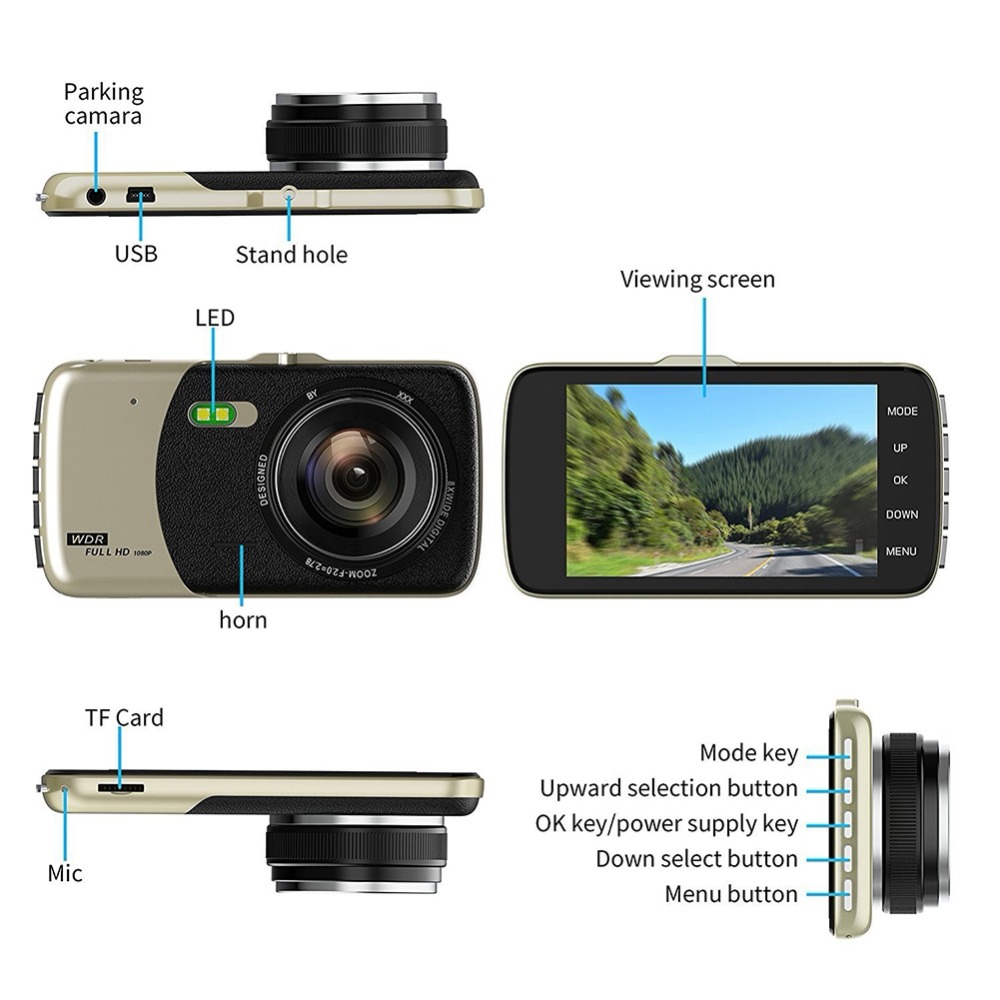 Camera Hành Trình X-003 Kèm Camera Lùi 12 Megapixcel Hàng Cao Cấp FHD 1080P Sắc Nét