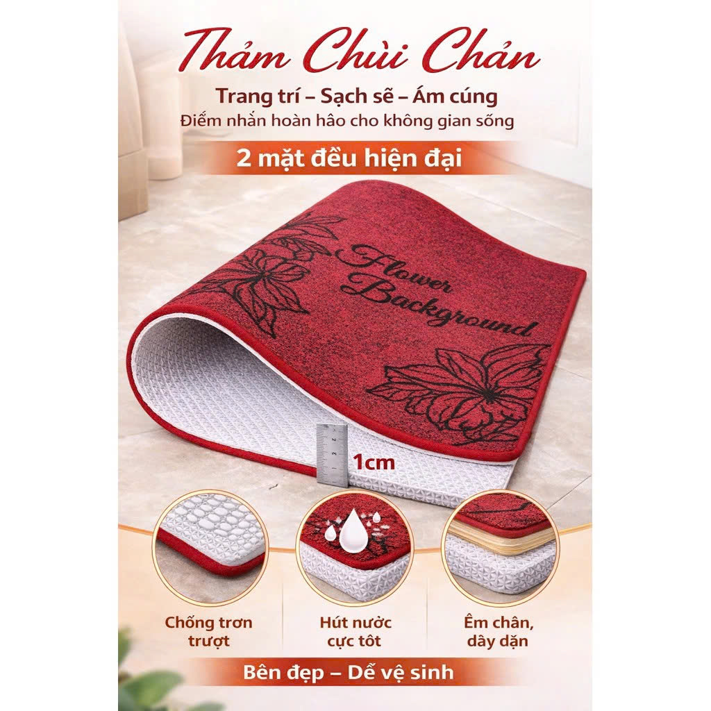 Thảm Lau Chân Siêu Thấm 60x40cm Đế Cao Su Chống Trượt - Thảm Chùi Chân Dày 1cm Dễ Vệ Sinh Cho Nhà Tắm, Cửa Ra Vào - HÀNG CHÍNH HÃNG MINIIN