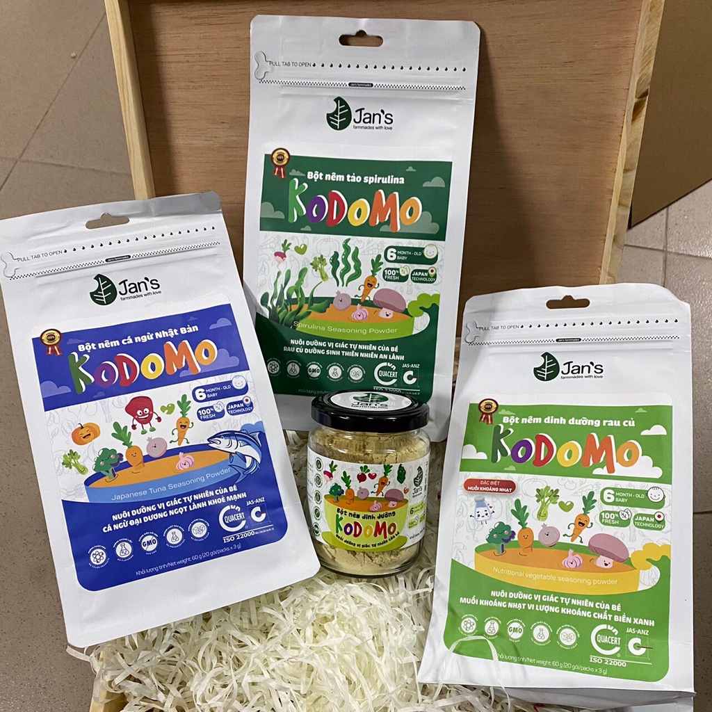 Bột Nêm dinh dưỡng Rau Củ tự nhiên Kodomo cho bé từ 6 tháng tuổi 60g (20 túi x 3g)