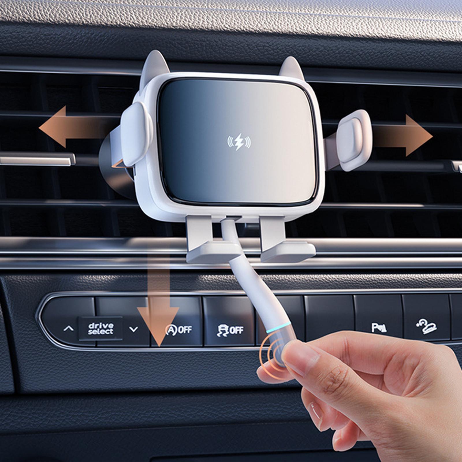Cat Shape Wireless Car Charger Air Vent Mount Cell Phone Holder Quick Release Automatic Clamping