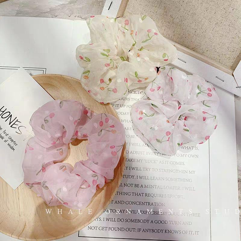 Cột tóc scrunchies cherry dễ thương