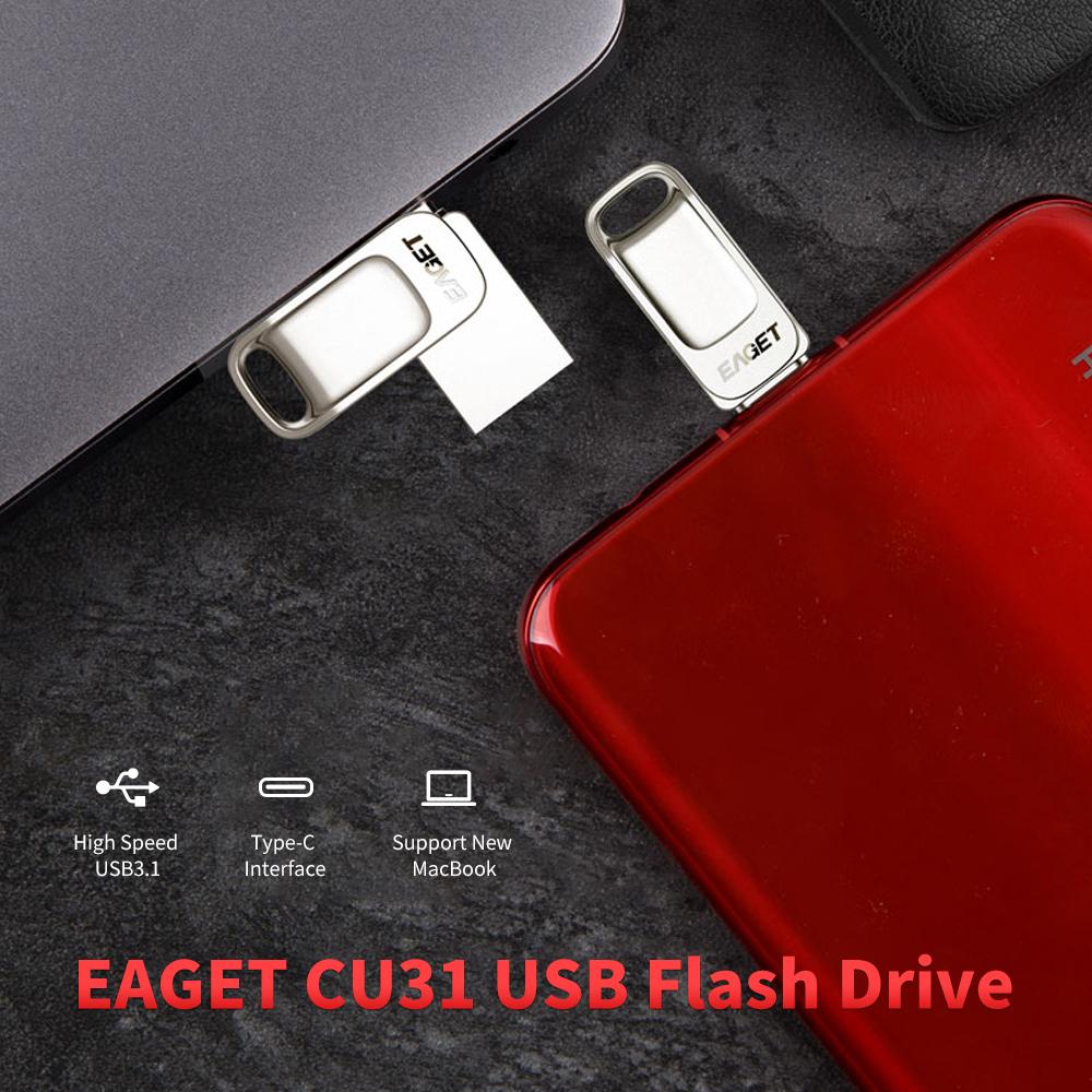 Hình ảnh Ổ đĩa flash kim loại kim loại tốc độ cao USB 3.0 Type-C cho điện thoại thông minh EAGET CU31 