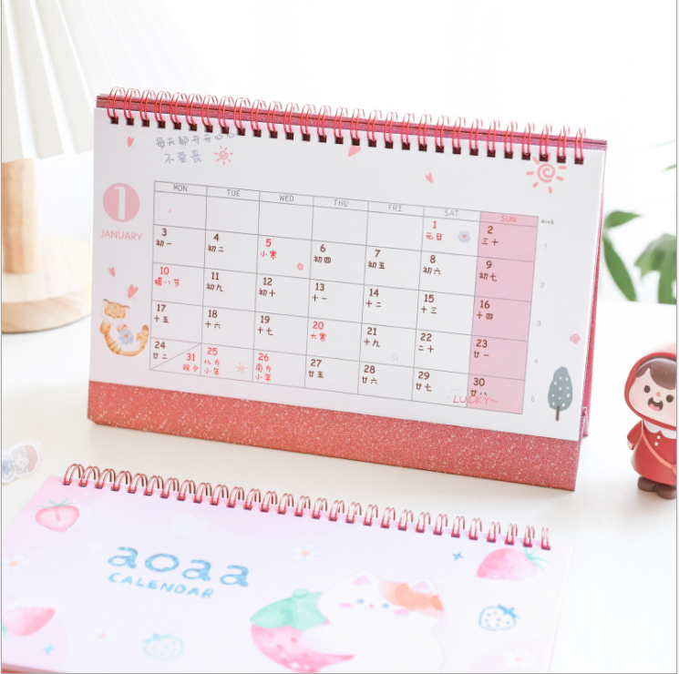 Lịch Để Bàn 2022 AOAA Calender Mèo Dâu Đáng Iu