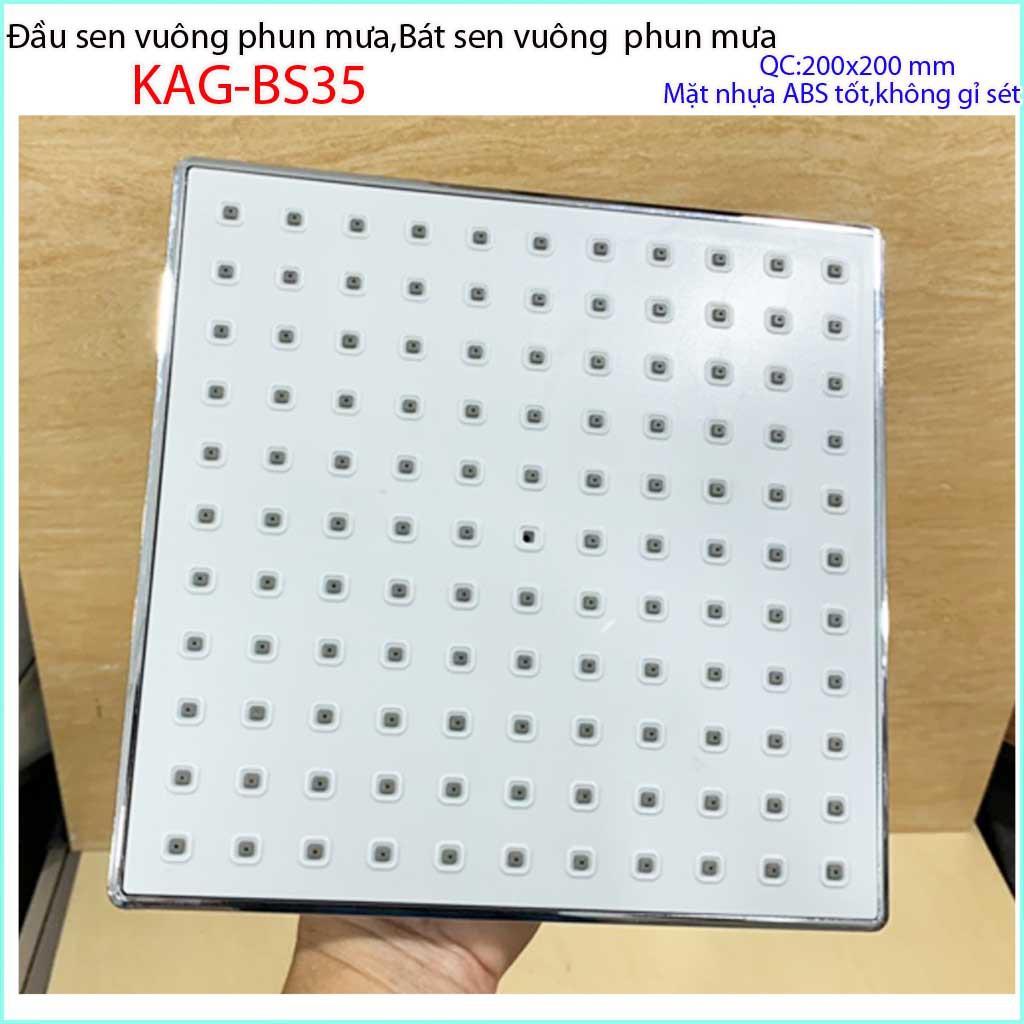 Bát sen tắm đứng KAG-BS40 , Bát sen tắm phun mưa vuông 20x20 cm, Đầu sen phun mưa tia nước nhiều phun nước tốt