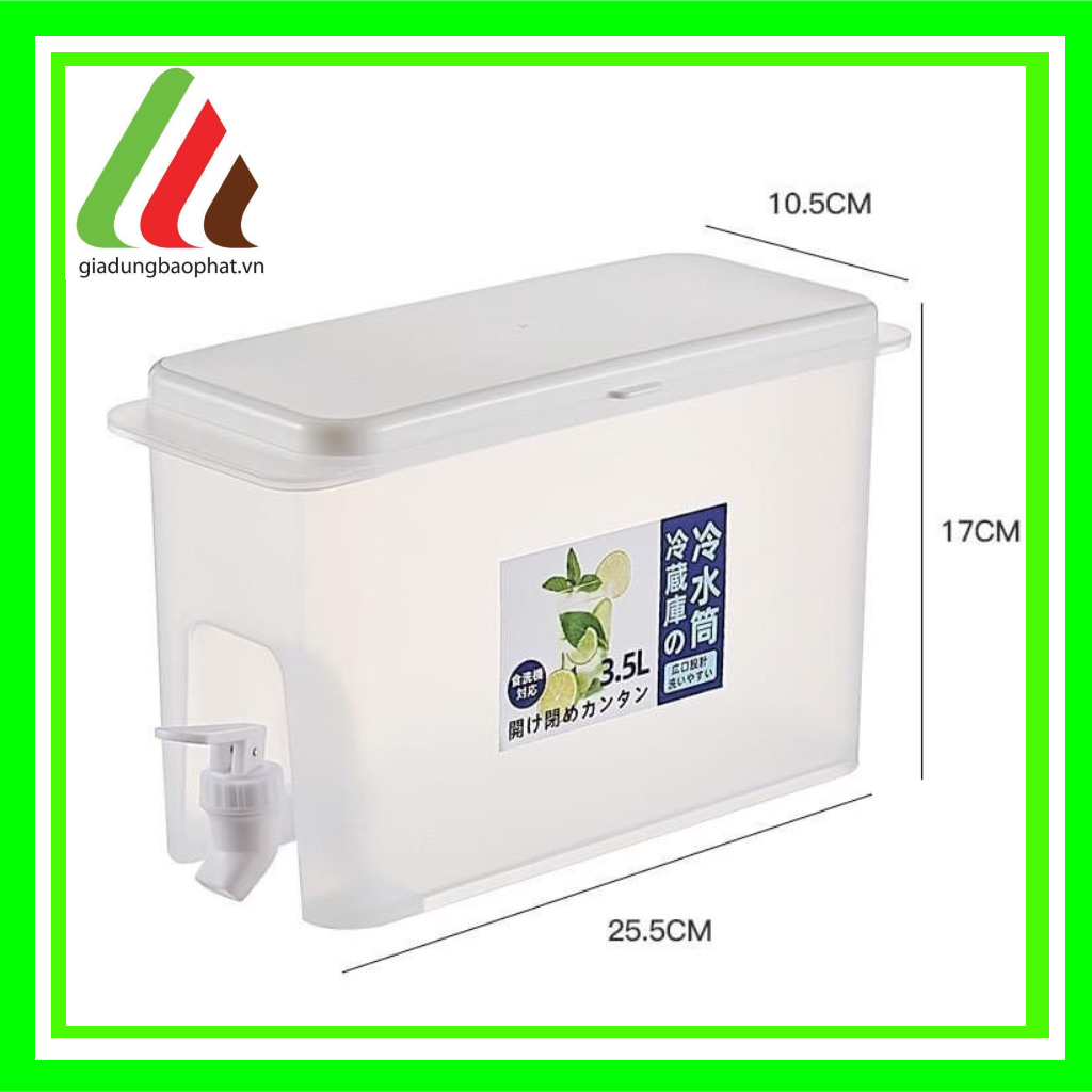 Bình nước nhựa 3.5 lít có vòi dùng trong tủ lạnh thiết kế thông minh chất liệu an toàn chịu nhiệt tốt