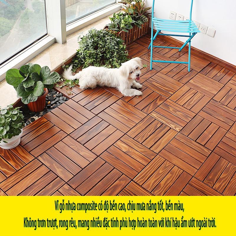 5 Tấm Sàn Gỗ Tự Nhiên 12 NAN Vỉ Nhựa Lắp Ghép Decor Phòng Khách, Ban Công, Nhà Tắm, Ngoài Trời Gỗ Keo