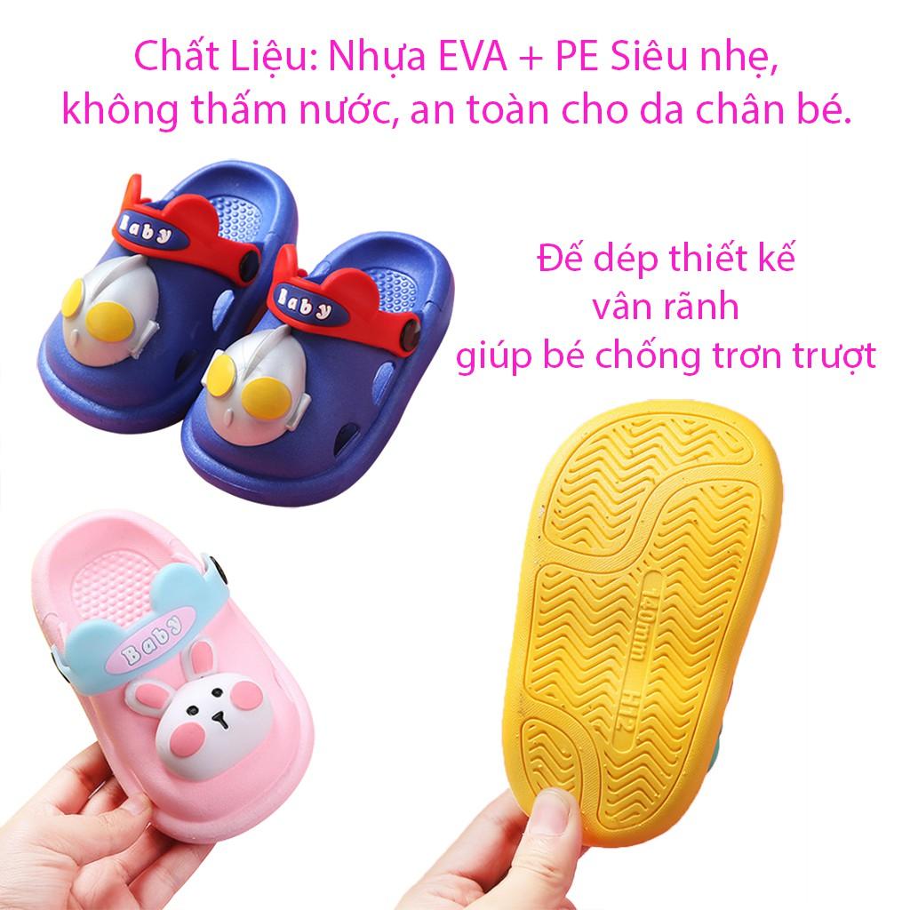 Dép Cho Bé Gái Bé Trai Gắn Hình 3D Siêu Cute Dép Sục Trẻ Em Chống Trơn Trượt BKD5