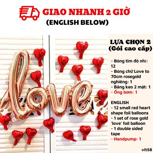 Bộ bong bóng chữ love trang trí tiệc Valentine lãng mạn combo set vlt58