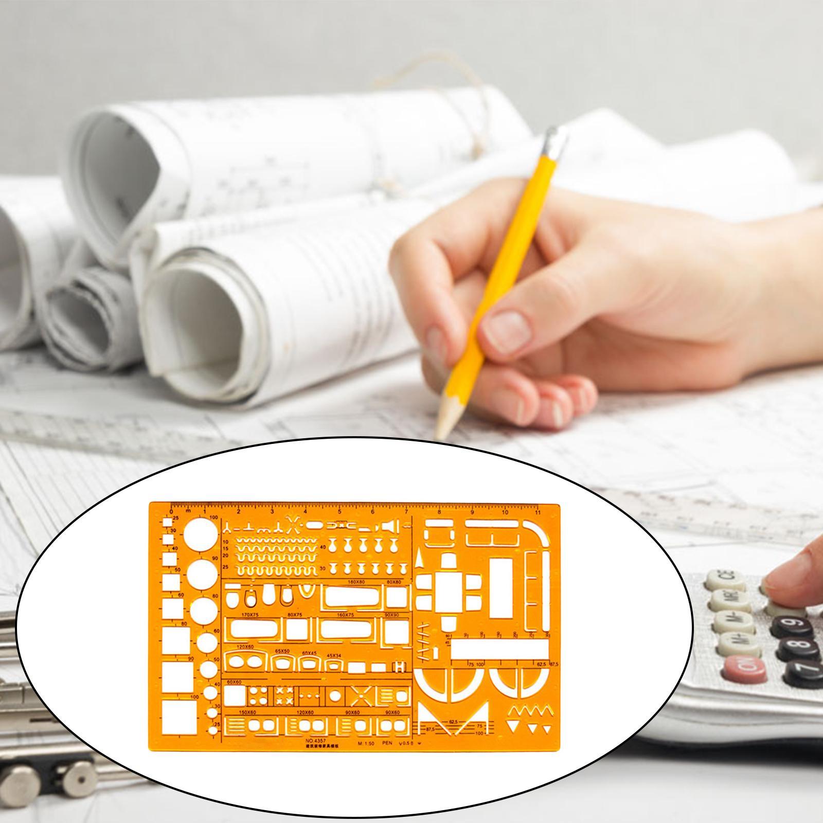 Architecture Templates Ruler Stencil Drafting Tools 1:50 Scale Measuring
