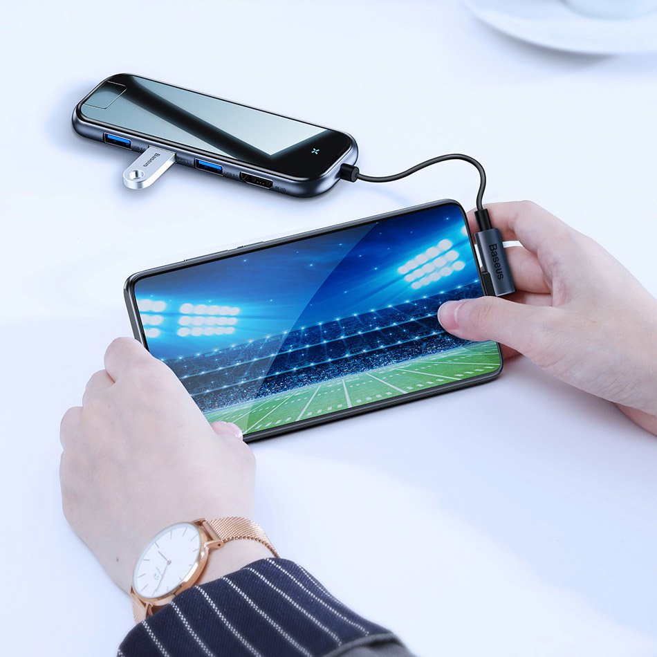 Bộ Hub chuyển đổi Type C Baseus 6 in 1 CAHUB - DZ0G - Hàng chính hãng