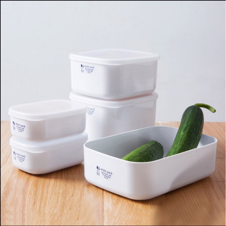 Set 02 hộp đựng thực phẩm chữ nhật White Pack 600ml & 500ml, không sản sinh ra các hoạt chất gây hại trong quá trình sử dụng - nội địa Nhật Bản