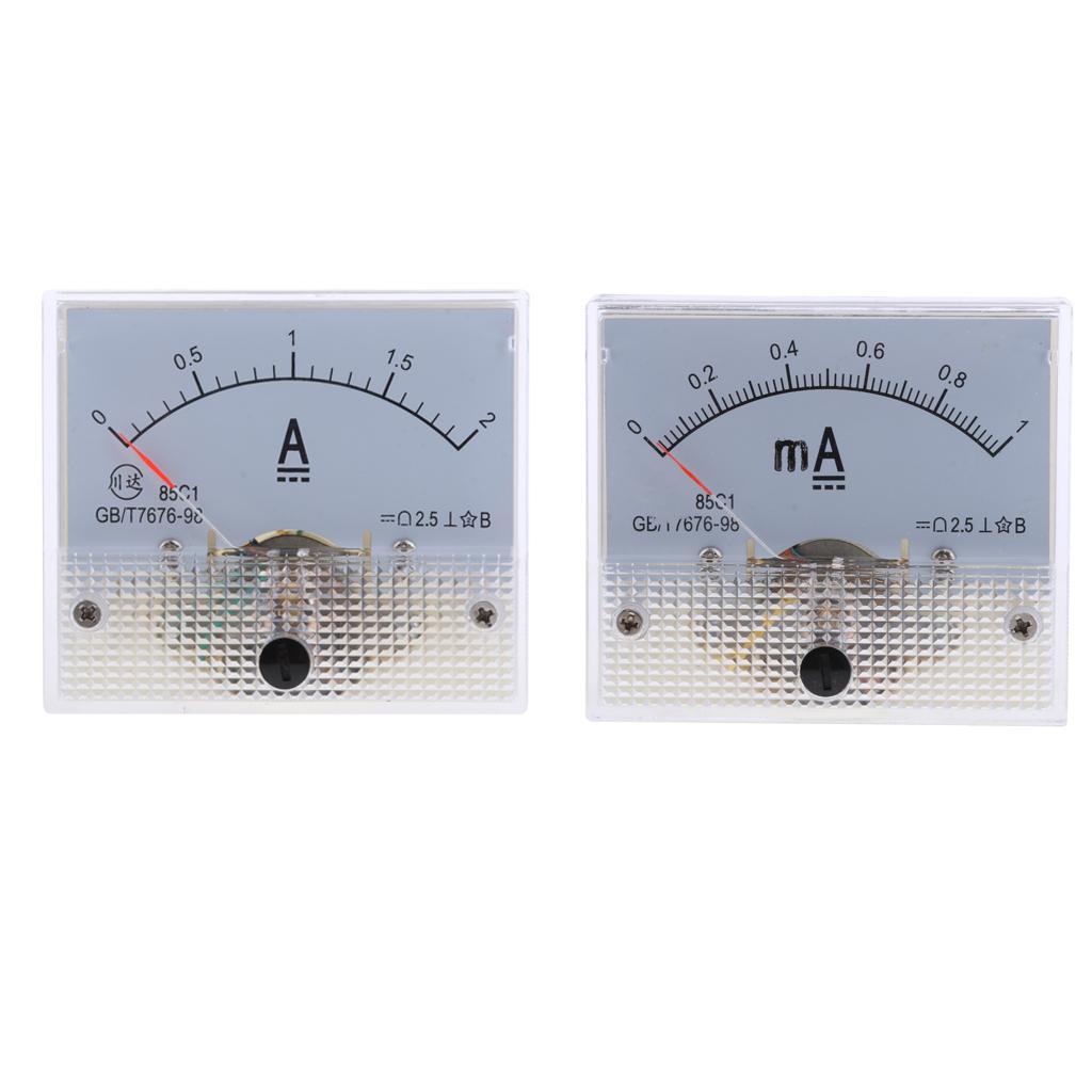 2Pcs DC Ammeter Analog Panel Meter Amp Meter Current Gauge Pointer Type E+F