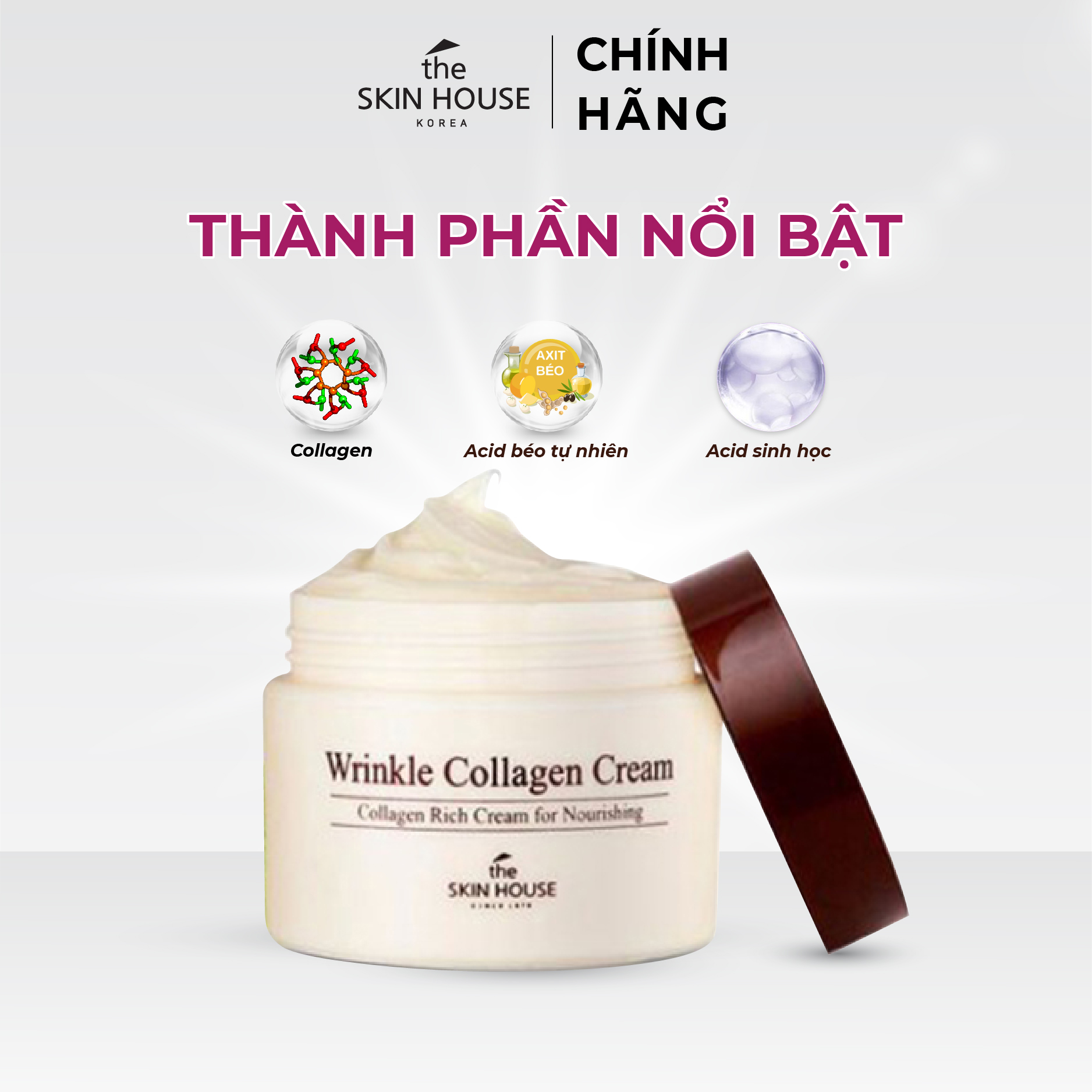 T32 Kem Collagen giảm nhăn và săn chắc da - Wrinkle Collagen Cream 50ml - The Skin House