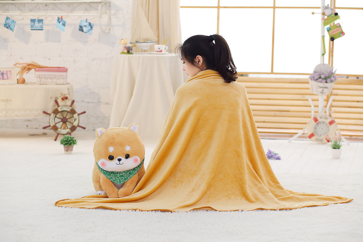 Combo Mền Gối Văn Phòng 3in1 Shiba Inu Vàng Siêu Đáng Yêu