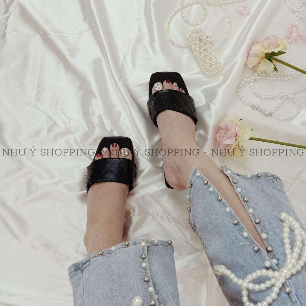 Giày sandal cao gót nữ 3cm đi làm,đi học quai ngang bản to da mềm hình chụp thật