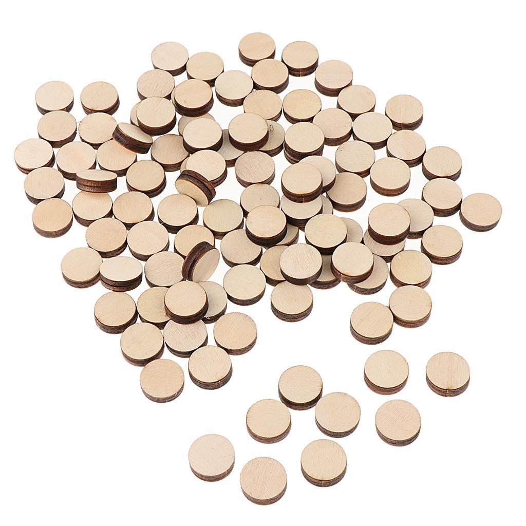 100 Pieces Mini Round Unfinished Wood Embellishments For Art DIY Crafts 16mm