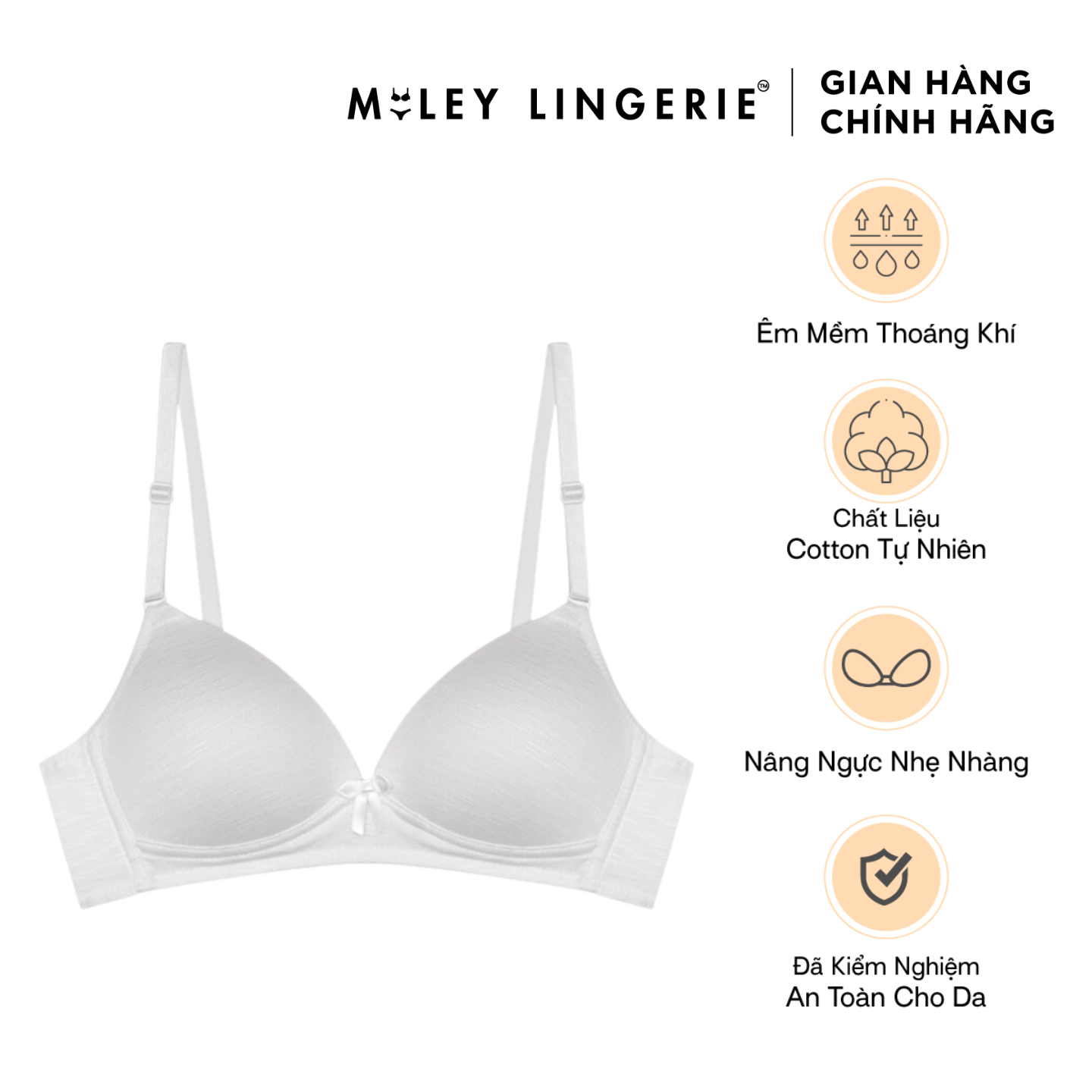 Hình ảnh Áo Ngực Nữ Cotton Không Gọng Miley Lingerie - Màu Trắng Kem BRW02115