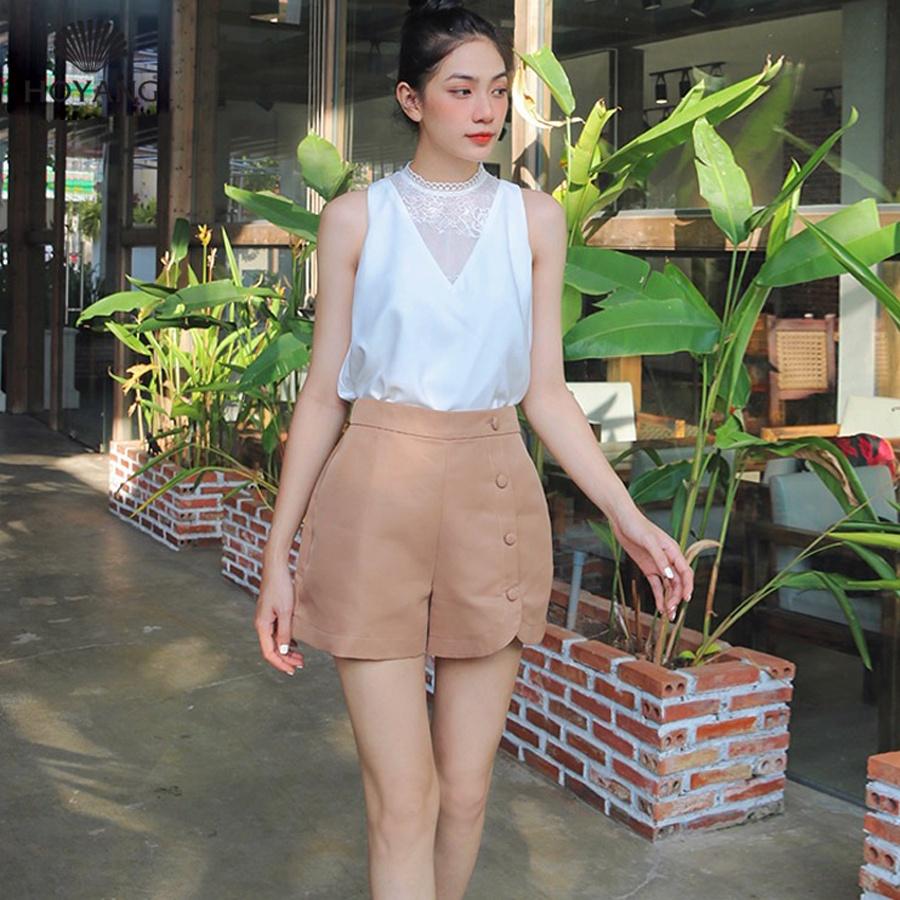 Áo Lụa Phối Ren Lưới Quyền Qúy HOYANG AHY172