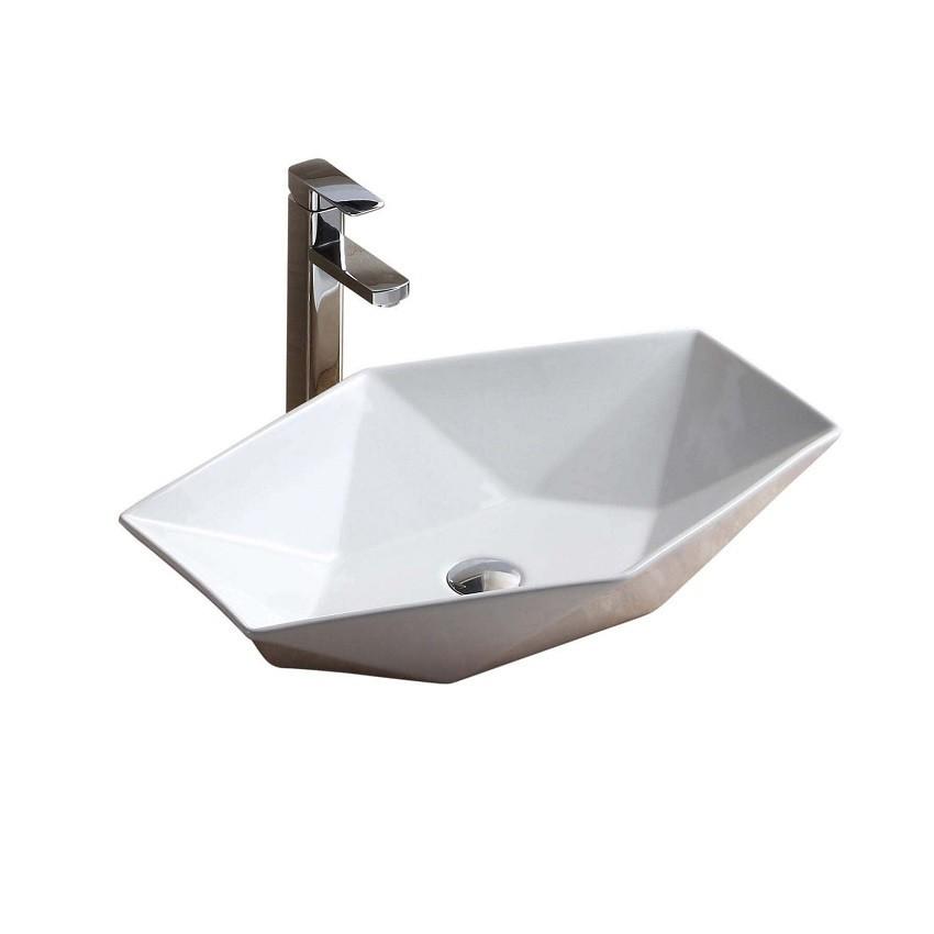 Chậu sứ lavabo đặt bàn màu trắng hoặc trắng viền vàng hình lục giác tuyệt đẹp