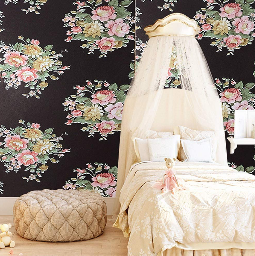 Combo 10 mét giấy dán tường, decal dán tường trang trí nhà cửa HOA PHÙ DUNG ĐEN khổ 45cm