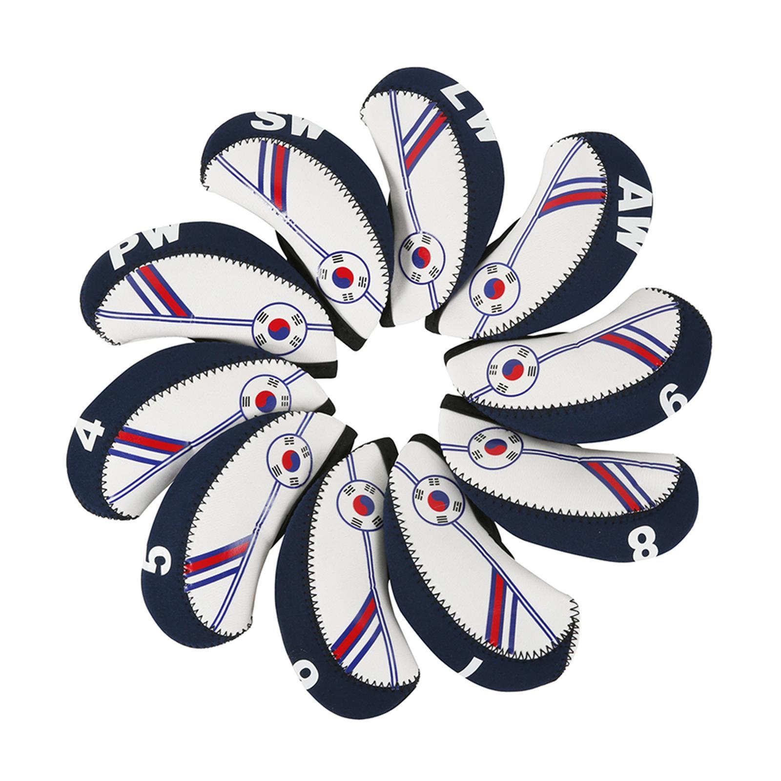10Pcs Golf Iron Covers Set Golf Clubs Case Waterproof for Outdoor Sports