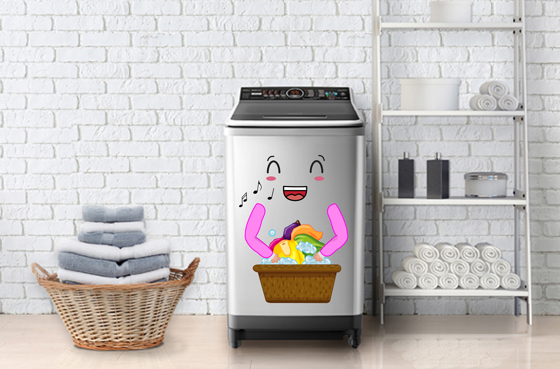 Decal trang trí máy giặt số 8