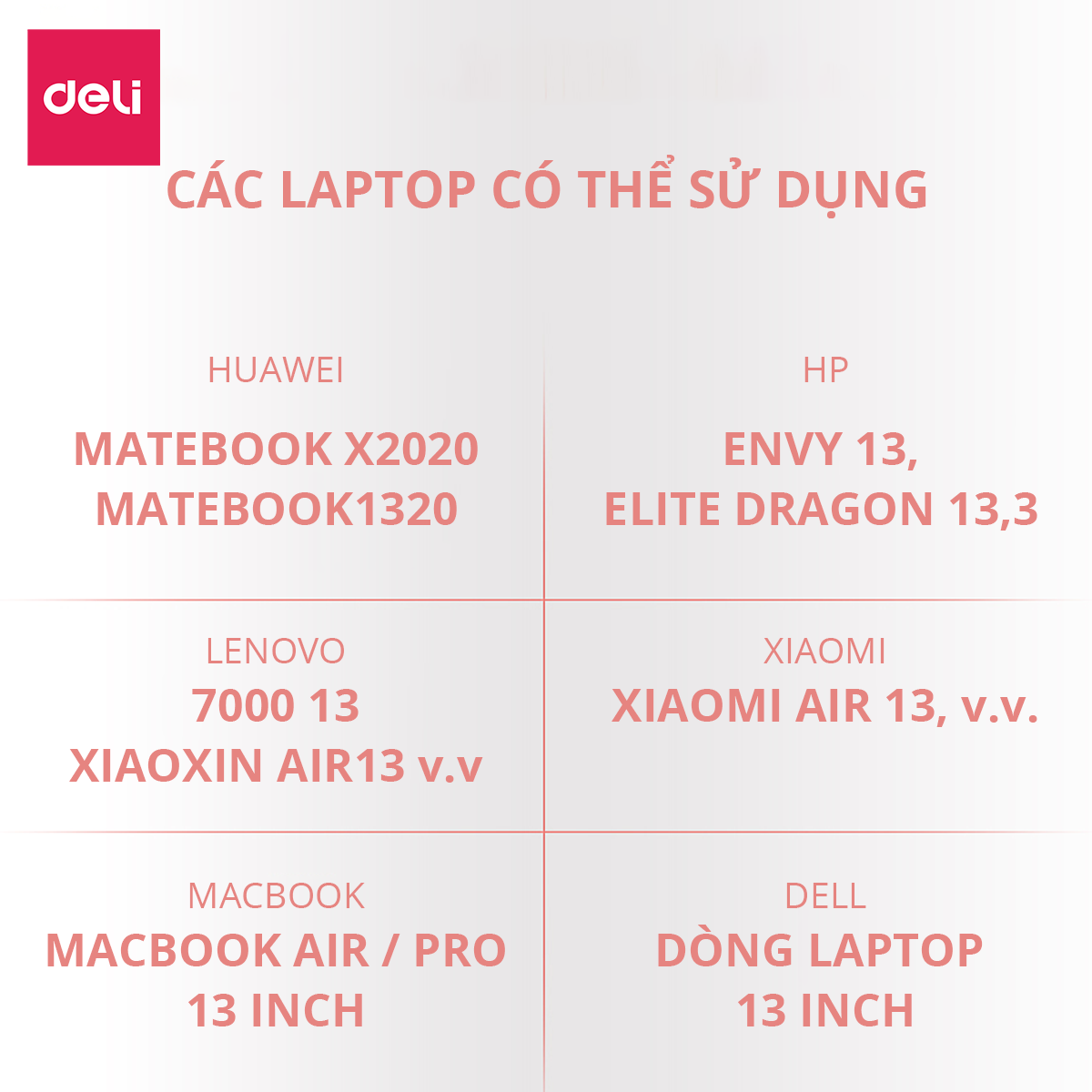 Túi Đựng Chống Sốc Laptop 13 Inch Da PU Deli - Kê Làm Lót Chuột Bền Đẹp Chống Nước Chống Xước Máy Tính - 63766