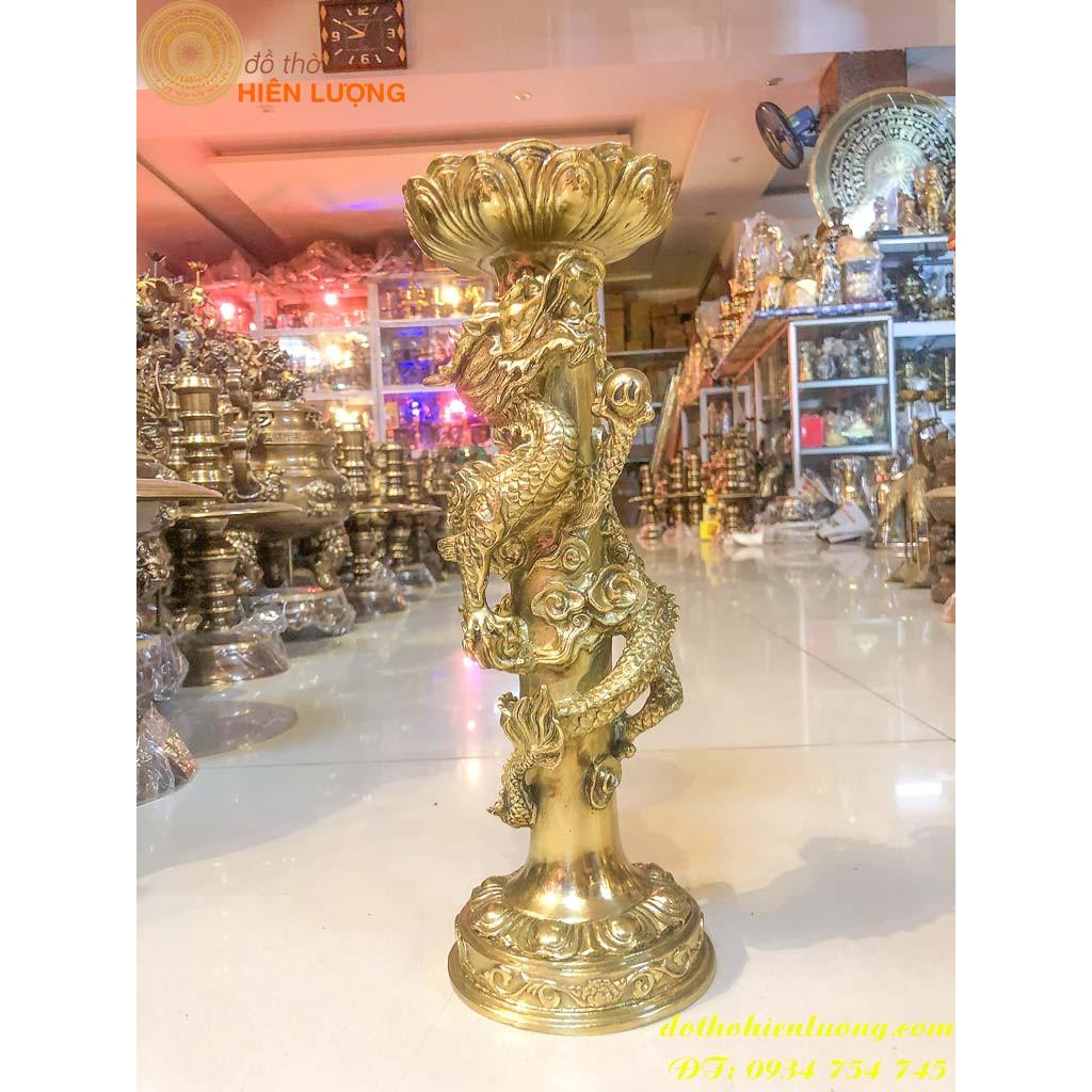 Bộ Đỉnh Song Long Chầu Nguyệt Màu Vàng Cao 60cm