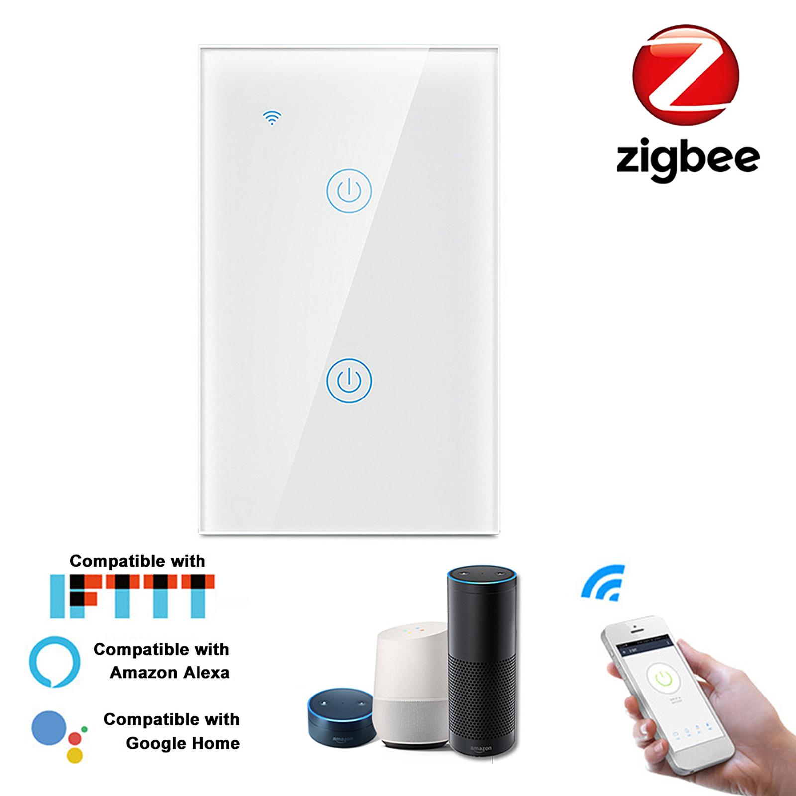 Zigbee Smart Light Switch Smart Life/Tuya APP Remote Control US Wall Touch Switch Compatible with Alexa Google Home for Voice Control