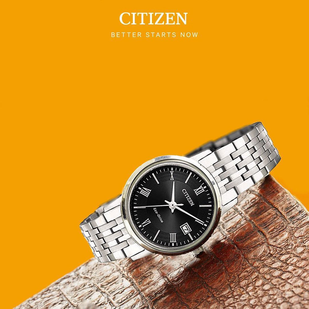 Đồng Hồ Nữ Citizen Dây Thép Không Gỉ EW1580-50E - Mặt Đen
