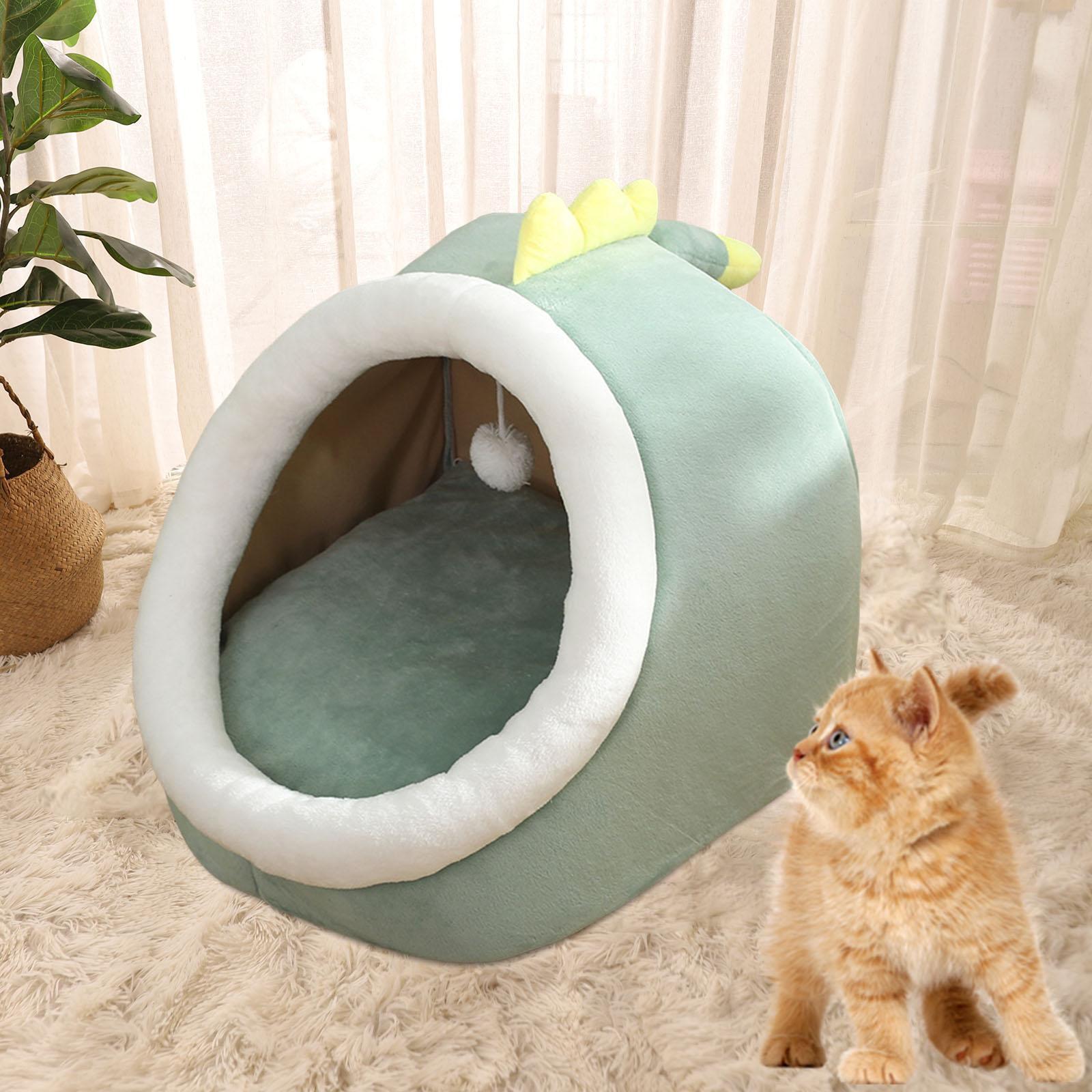 Cute Cave Bed Dog Warm with Ball Toy No Deformation for Kitten Rabbit Puppy