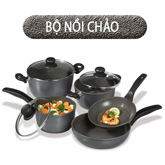 Bộ nồi chảo chống dính bếp từ phủ đá thiên nhiên STONELINE - 2 chảo,3 nồi