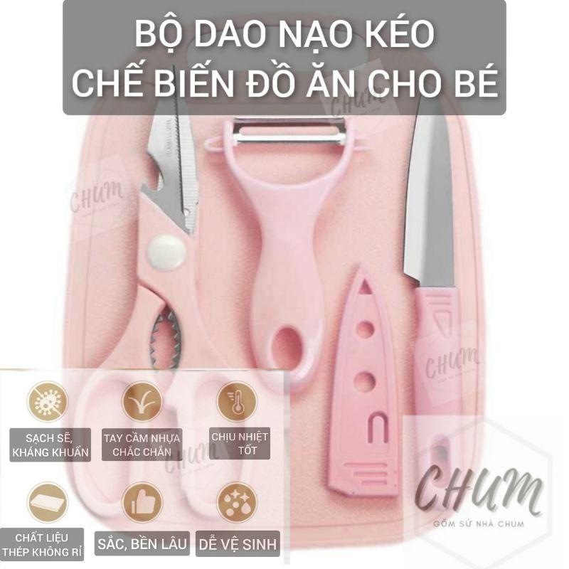 bộ dao thớt mini chế biến đồ ăn dặm cho bé