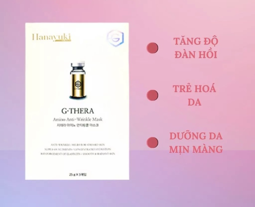 Mặt Nạ G Thera Amino Anti-Wrinkle Mask Giúp Giảm Nếp Nhăn Dưỡng Ẩm Hanayuki Chính Hãng 5 Miếng 125g