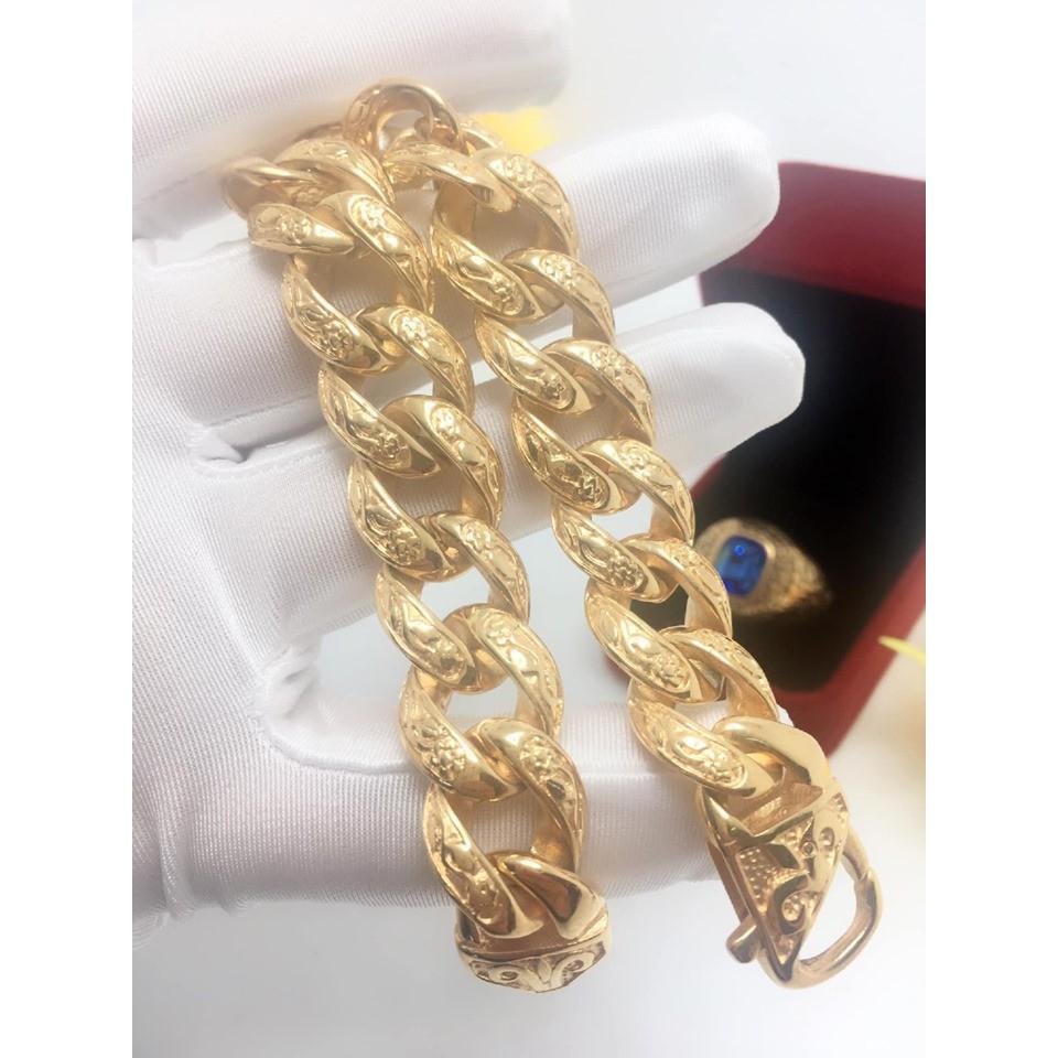Lắc Tay Nam Đúc Khảm Đẹp- Hàng Titanium Nano