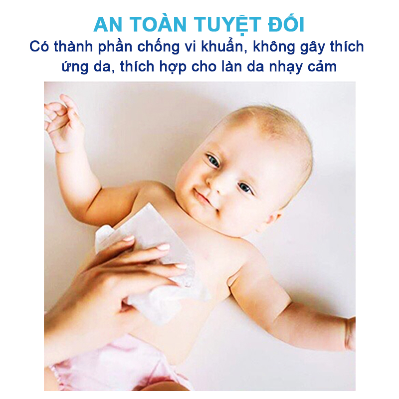 Khăn giấy ướt không mùi, Khăn ướt cho bé Likado chính hãng mềm mịn an toàn cho bé (hộp 100 miếng) – SKH010