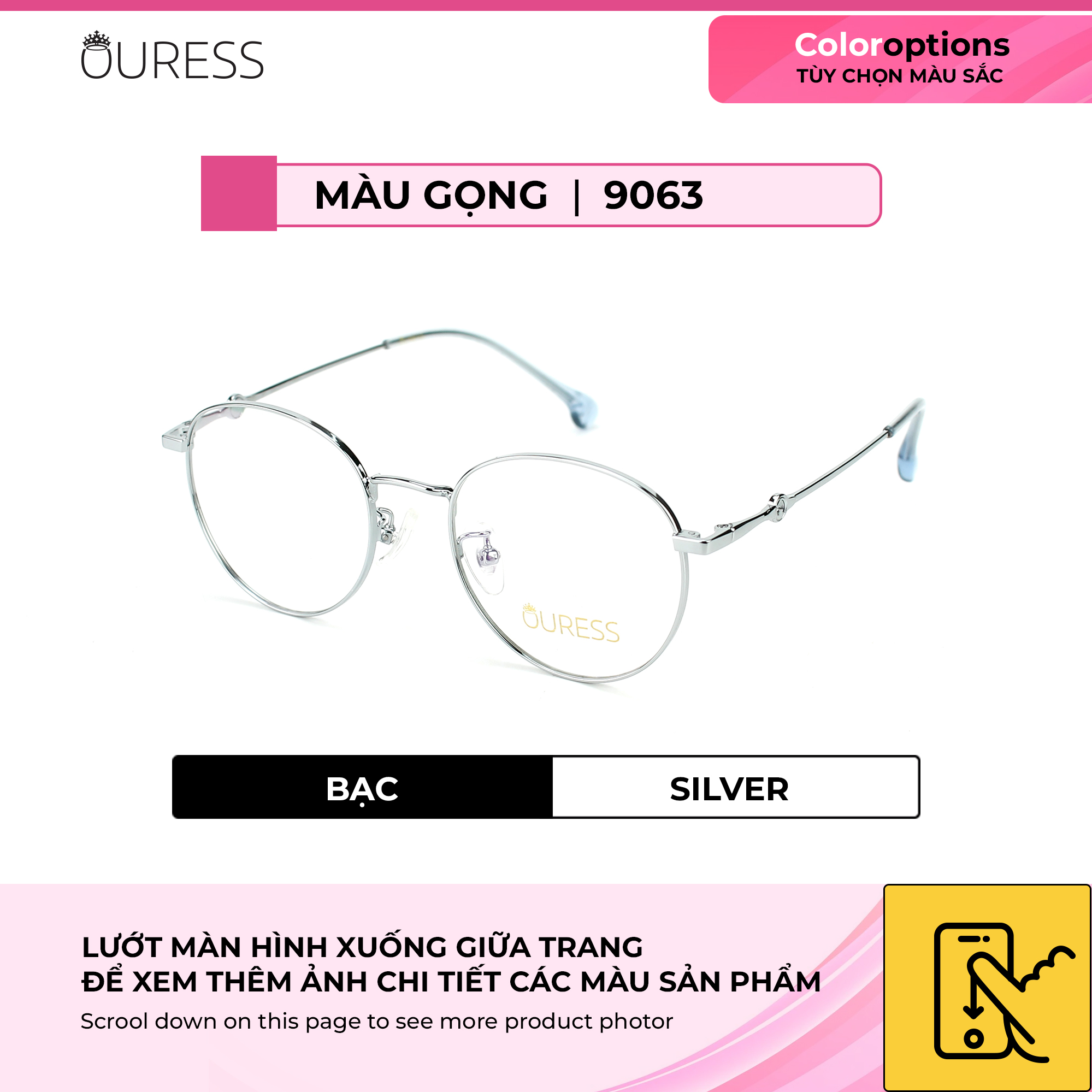 Gọng kính cận 9063 hợp kim thời trang mắt kính OURESS nam nữ siêu nhẹ siêu bền