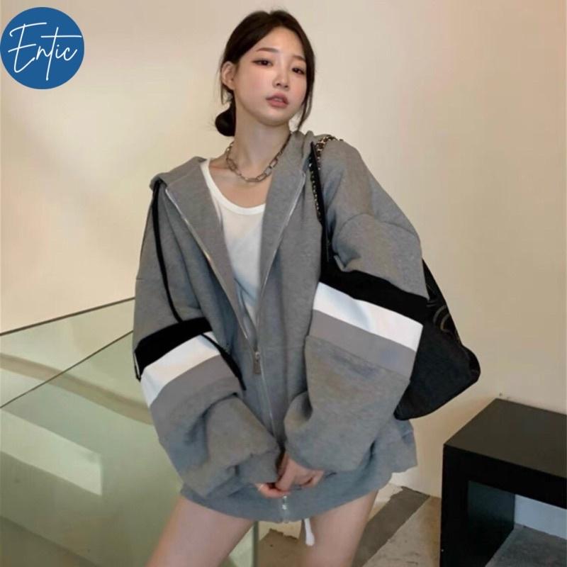 Áo Khoác Hoodie nữ Khoá Kéo form rộng kiểu dáng xinh sắn Hàn bao đẹp TUT124