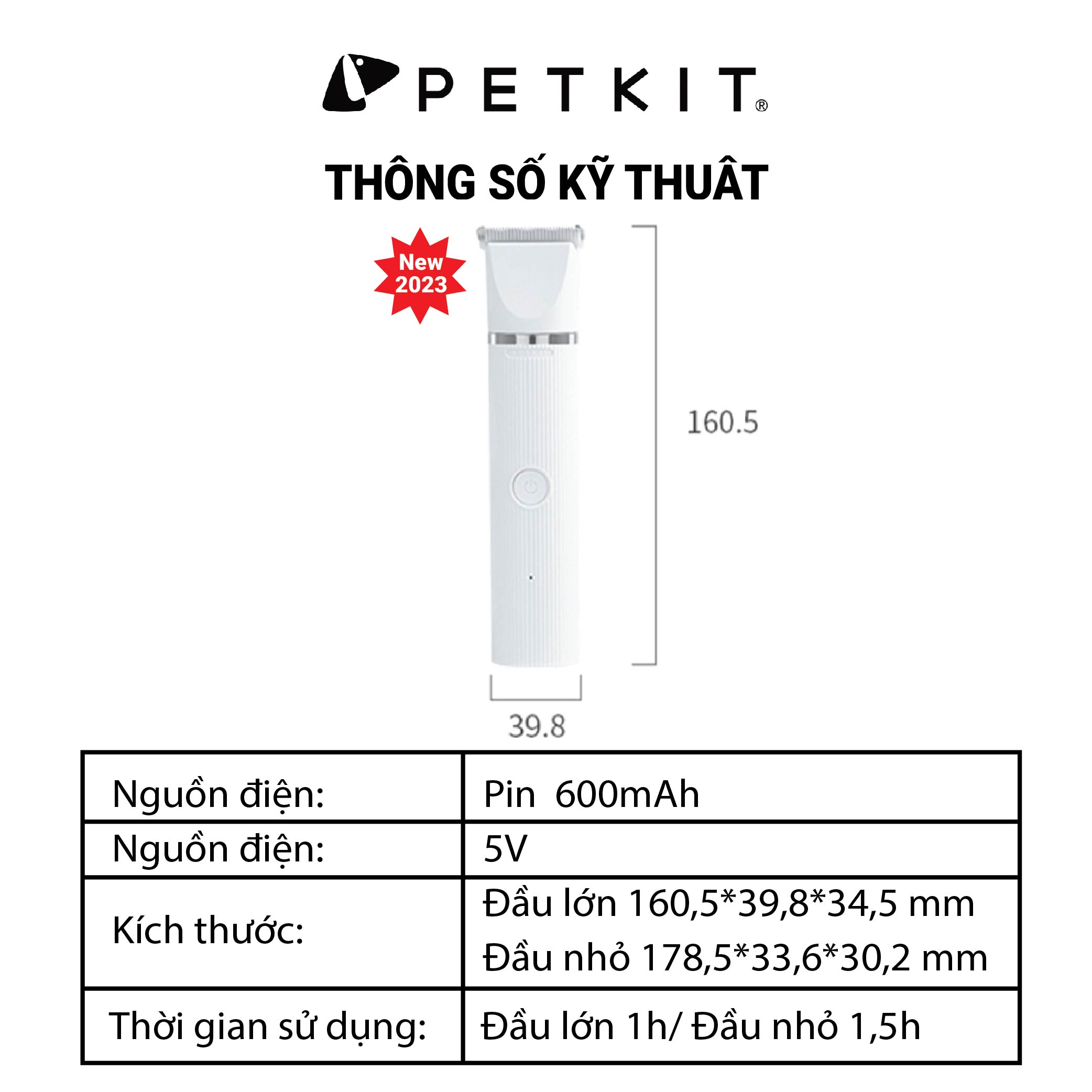 Tông Đơ Đa Năng PETKIT 2in1 Chuyên Dụng Cắt Tỉa Cho Chó Mèo Phiên Bản Pro 2023