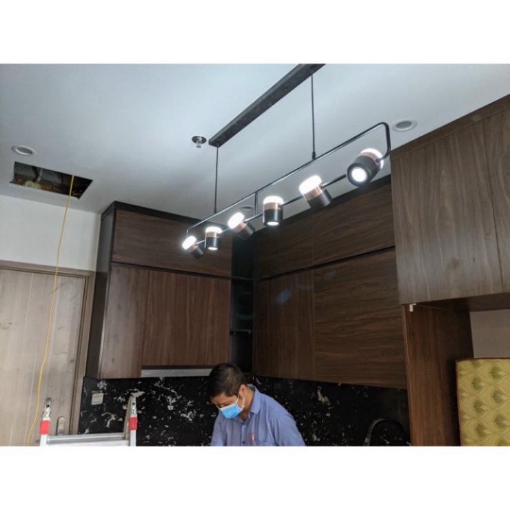 Đèn thả bàn ăn,bàn thả decor,đèn thả 6 đầu 3 mầu năng lượng DT DDT