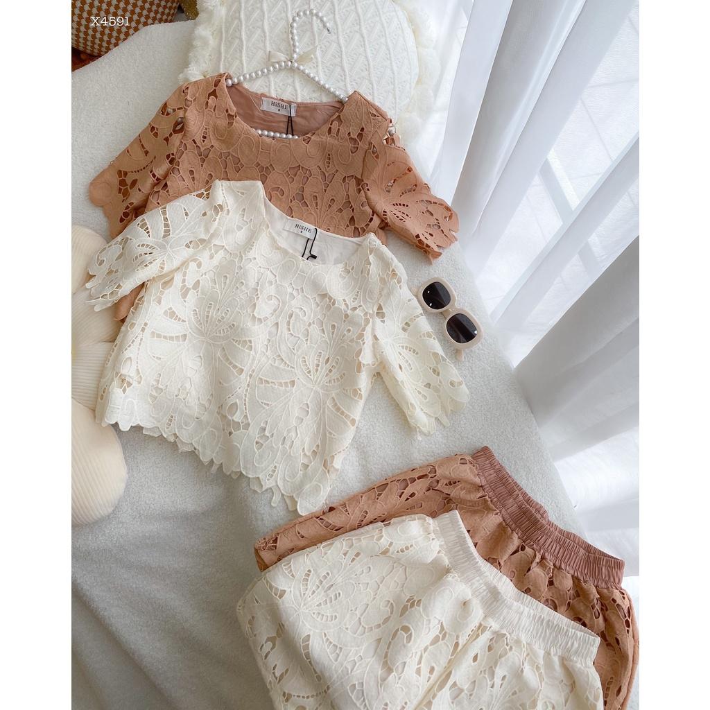 SET ÁO REN NỔI KÈM SHORT