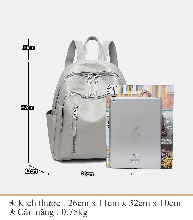 Ba lô nữ da thật phông cách Hàn Quốc