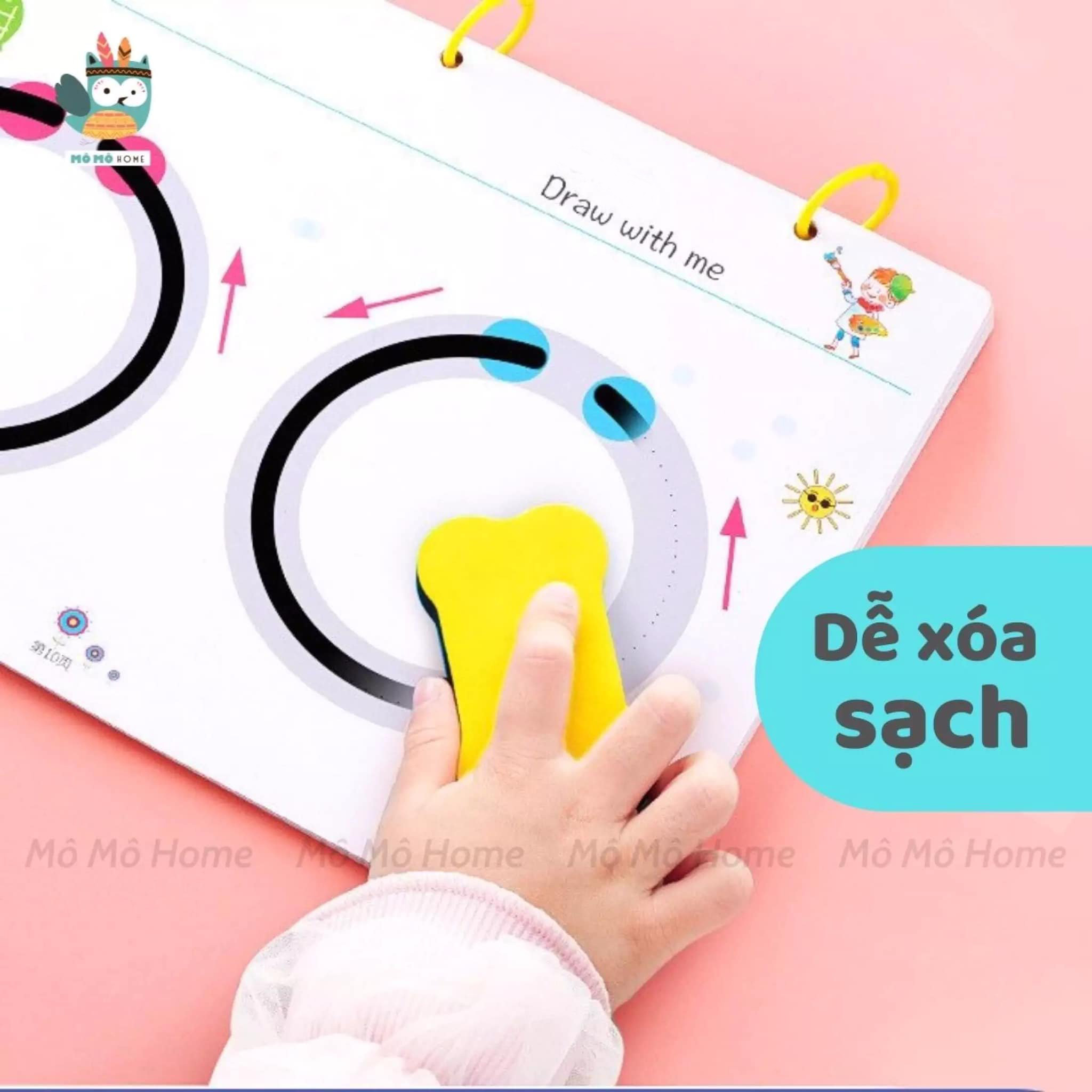 Quyển Dot to Dot Sử dụng lại tiết kiệm - Nối Chấm luyện giáo dục sớm cho bé Xóa được
