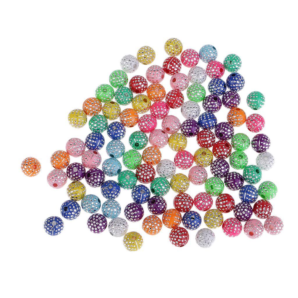 200Pcs Resin Rhinestone Beads Jewelry Findings Spacer Beads 8mm Colorful