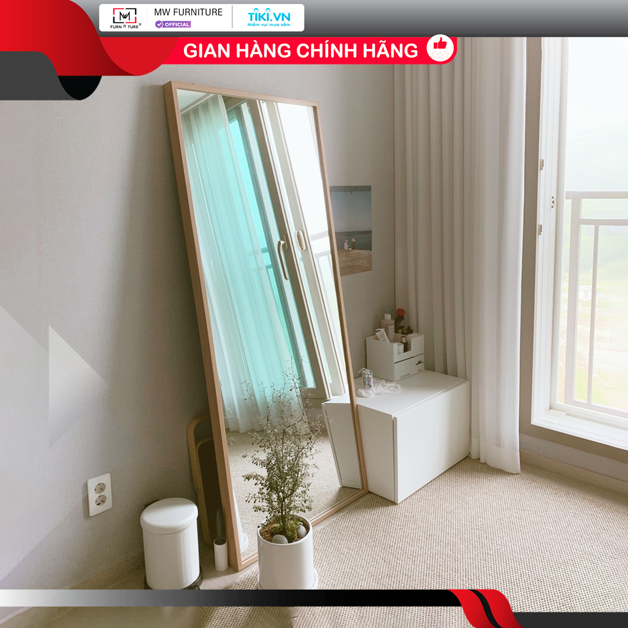 [SIZE70x1M7] GƯƠNG SOI TOÀN THÂN CÓ CHÂN ĐỨNG MÀU TỰ NHIÊN - STANDING MIRROR NATURAL- 70CM